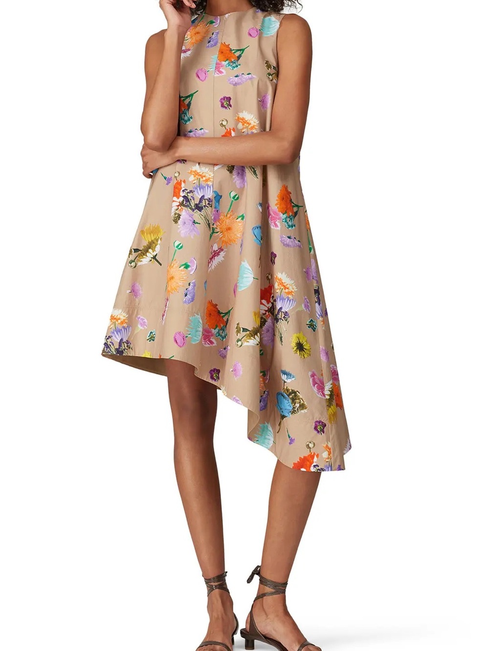 Tibi Arya Asymmetrical Floral Print Dress